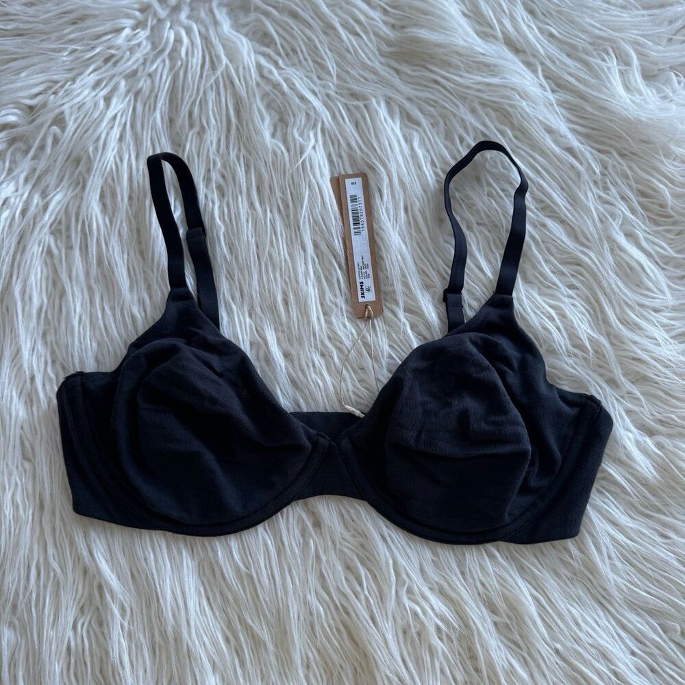 Skims Cotton Jersey T-shirt Bra Soot Size 34D